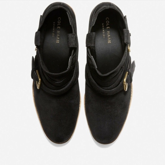 Cole Haan Jensynn Ankle Boots Black Suede Fashion Booties Block Heel Booties 6.5 - Picture 6 of 15